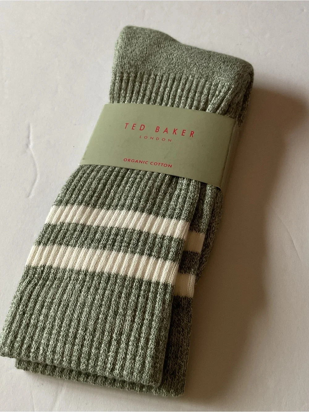 TED BAKER LONDON MENS COTTON TWISTED YARN RIBBED SOCKS GREEN OS NWT